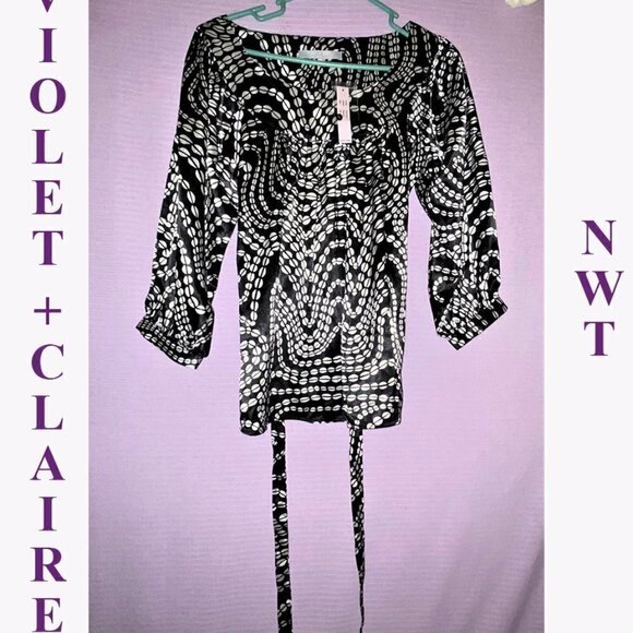 3 tops $25 NEW WITH TAGS VIOLET AND CLAIRE LONG SLEEVE SILK LIKE BLOUSE SIZE M - Picture 1 of 13